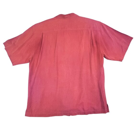 Montego Mon Shirt Mens XL Rust 100% Silk Embroidered Hawaiian Camp Resort Casual - Picture 2 of 9